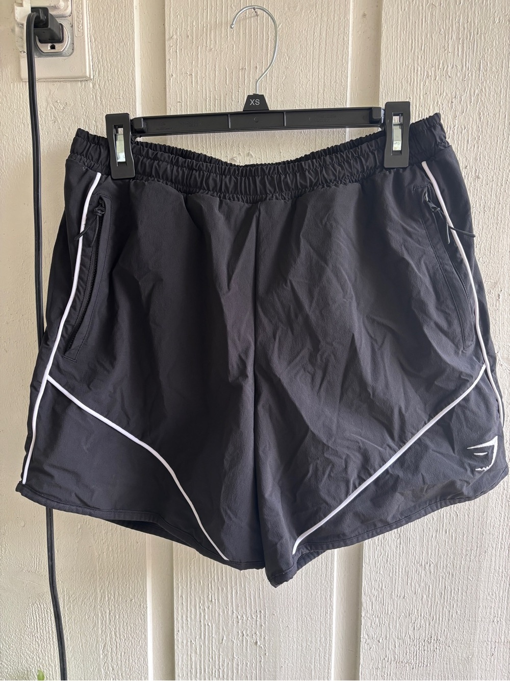 Gymshark Black Athletic Shorts with White Trim